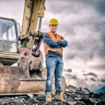 Earth Digger Driver at construction site
